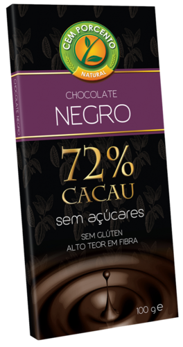 Chocolate Negro 72% Cem Porcento - 100 gr.