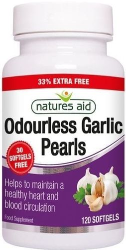 garlic pearls (sem odor) Natures Aid- 120 cápsulas