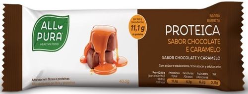 Barrita Proteica Sabor Chocolate e Caramelo AllPura - 40,0 gr.