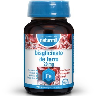 Bisglicinato de ferro 20mg - 90 comprimidos - Naturmil